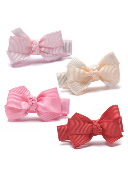 Pink Red Baby Bows Hair Clips Set of 4