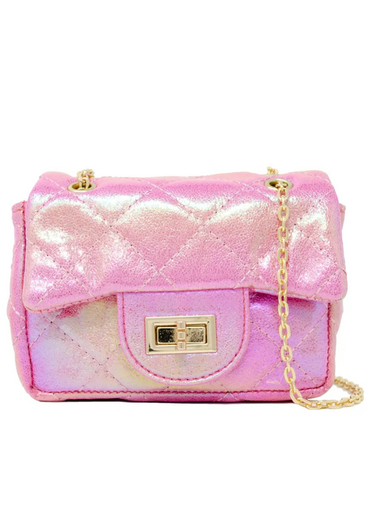 Pink Classic Quilted Shiny Mini Bag