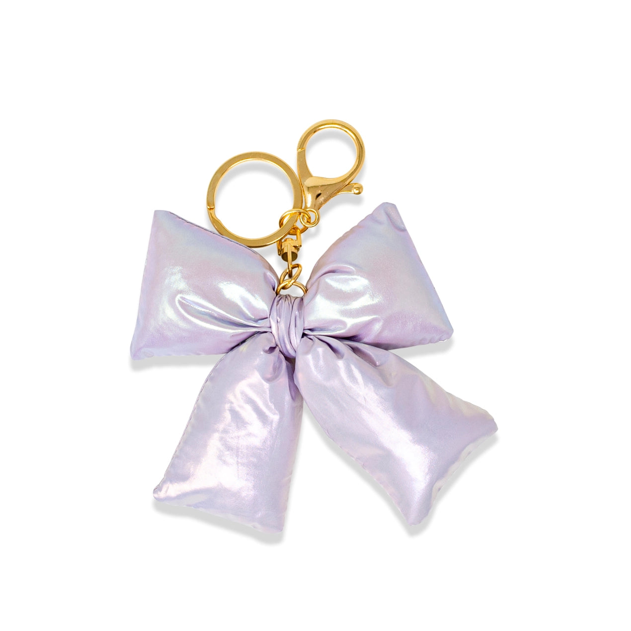 Purple Shiny Quilted Puffer Bow Bag