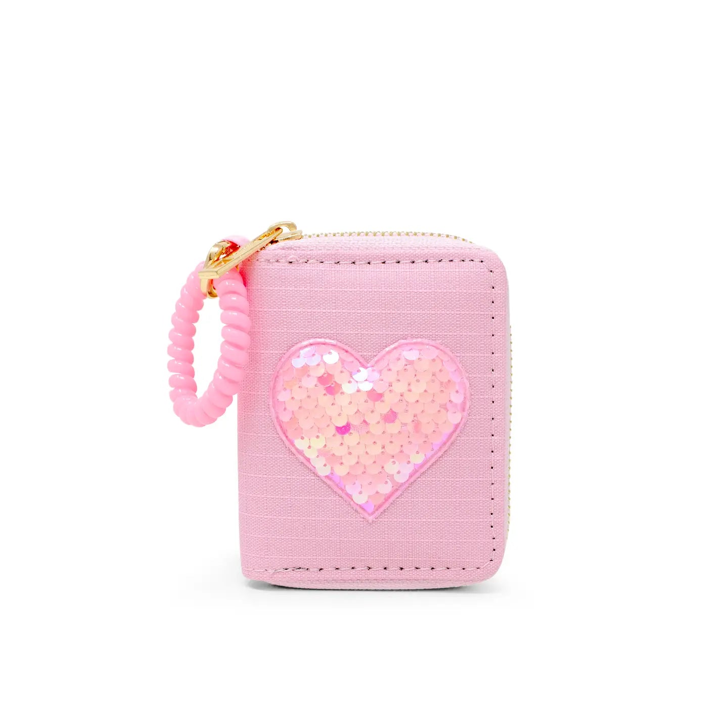 Sequin Heart Spiral Strap Wallet For Kids