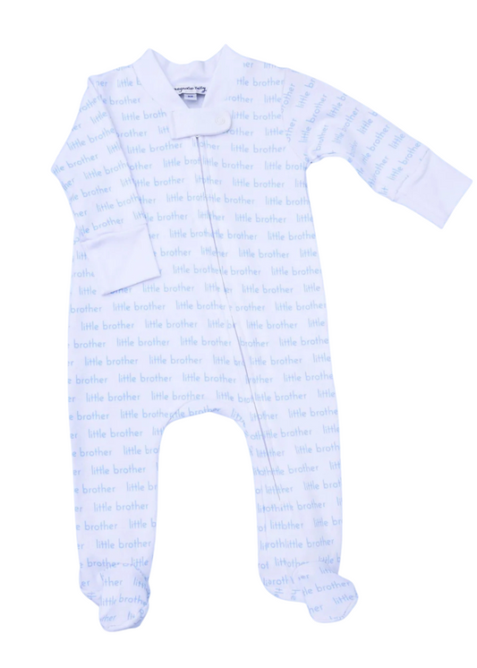 Little Brother Print Zipper Footie