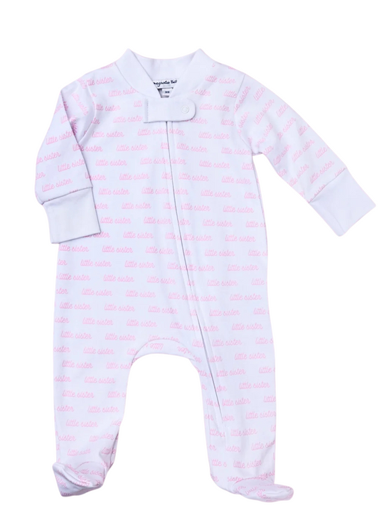 Little Sister Print Zip Footie