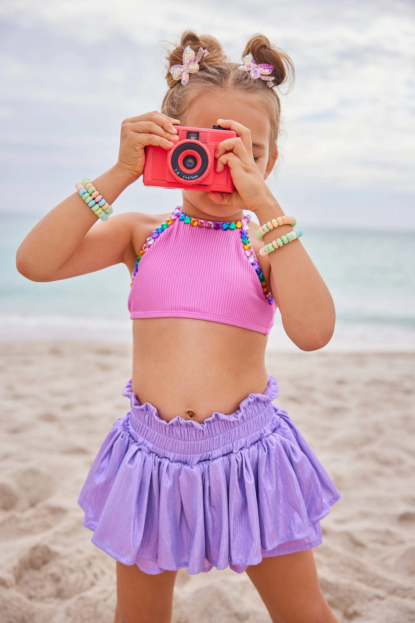 Lavender Metallic Ruffle Skort