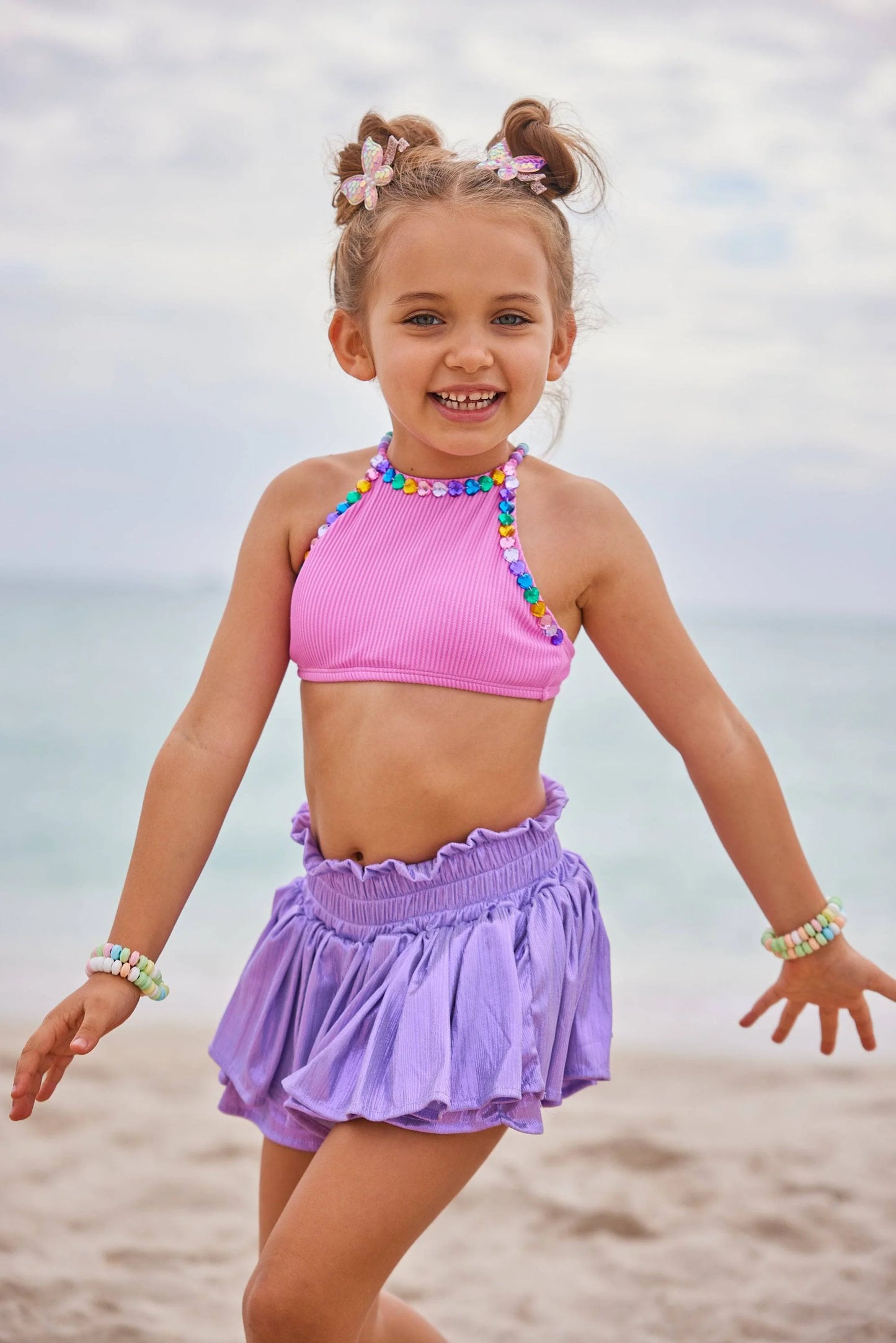 Lavender Metallic Ruffle Skort