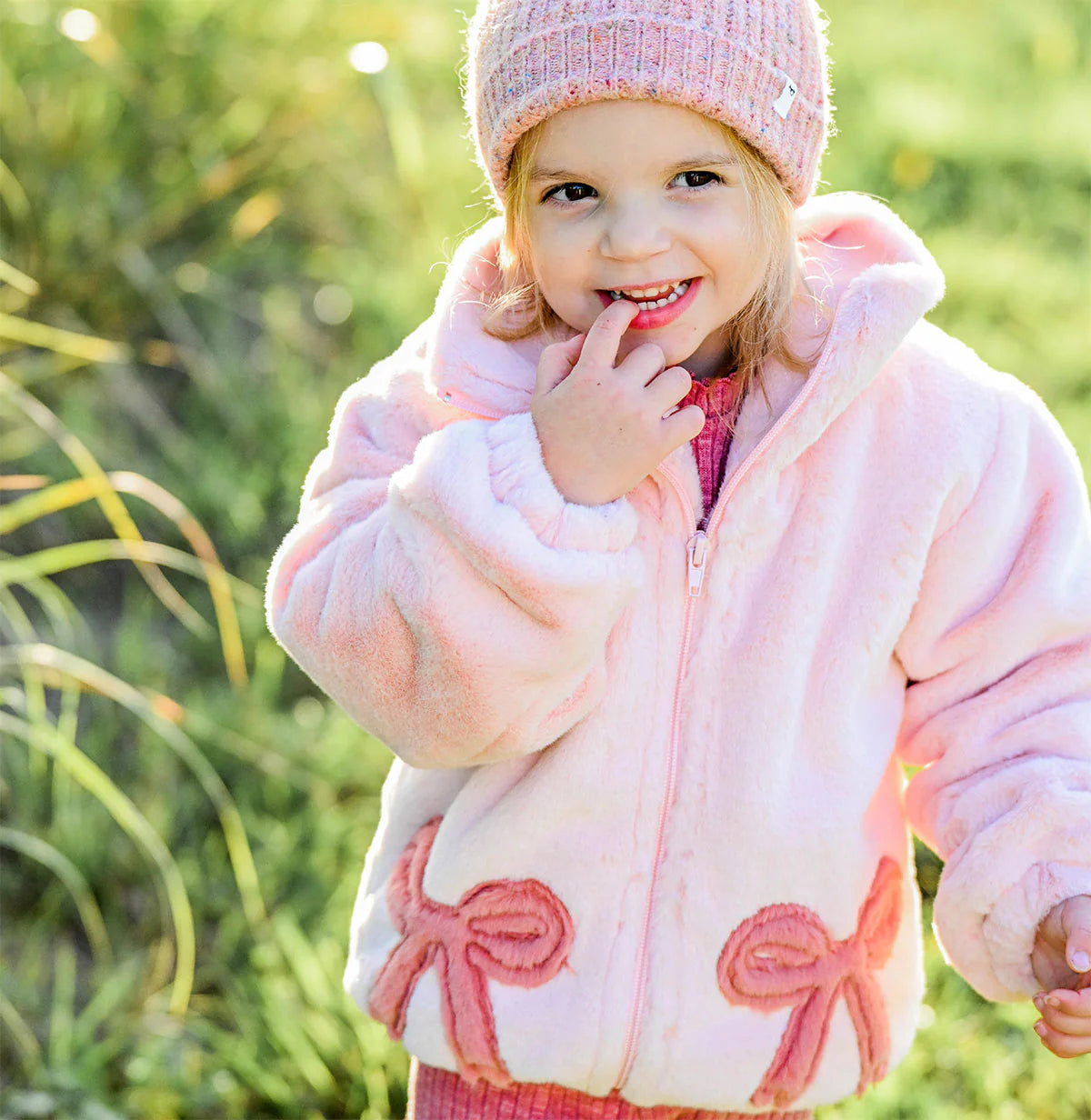 Coquette Bows Faux Fur Jacket
