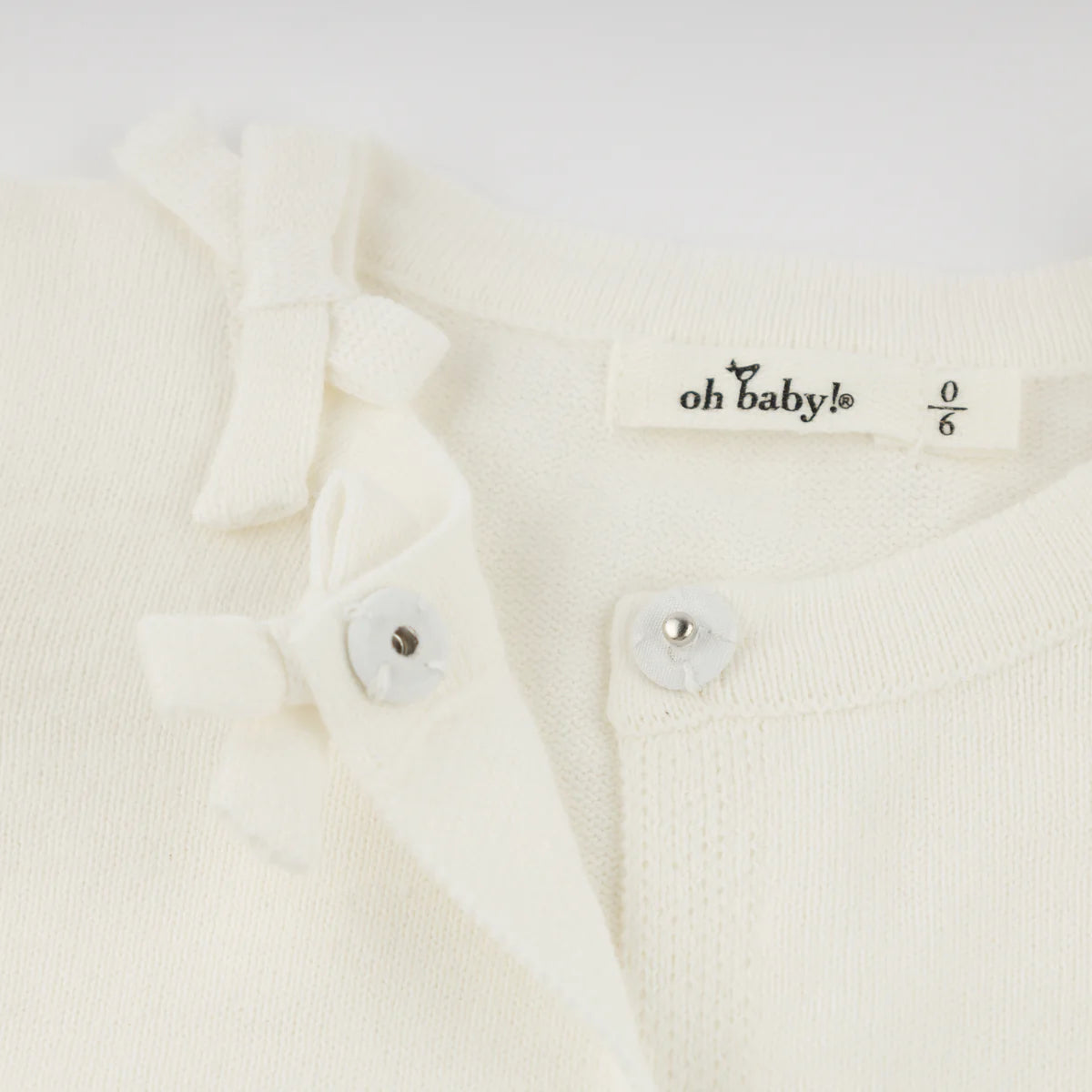 Mini Bow-Neck Knitted Long Sleeve Cardigan
