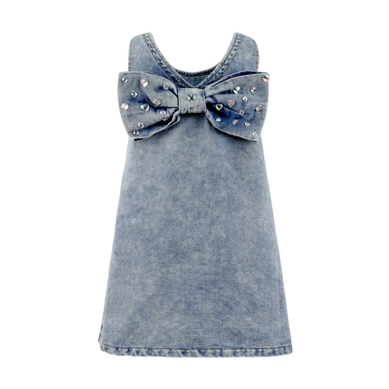 Crystal Bow Denim Dress