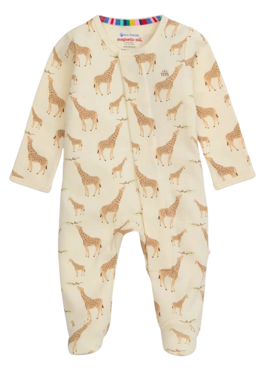 Cream Jolie Giraffe Organic Cotton Magnetic Footie