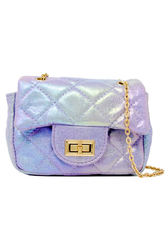 Purple Classic Quilted Shiny Mini Bag