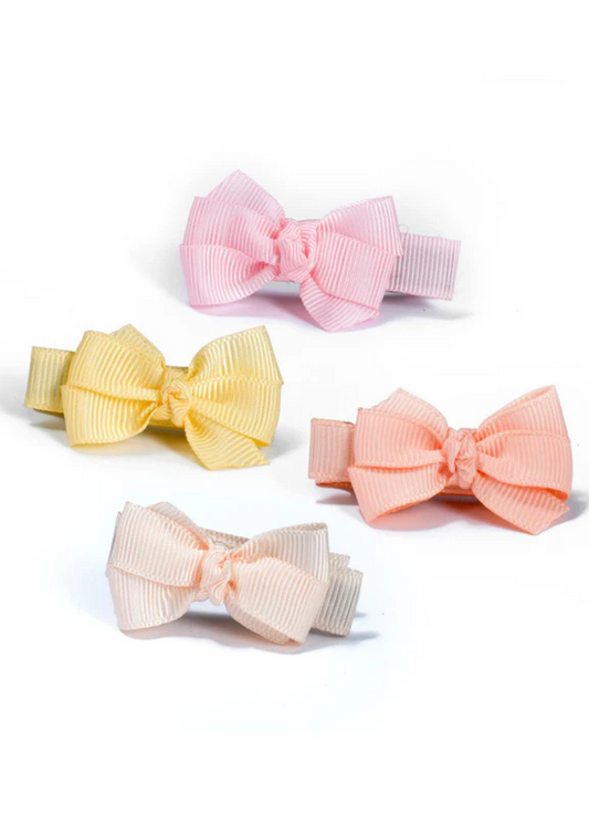 Pink Pastel Baby Bows Hair Clips- Set of 4