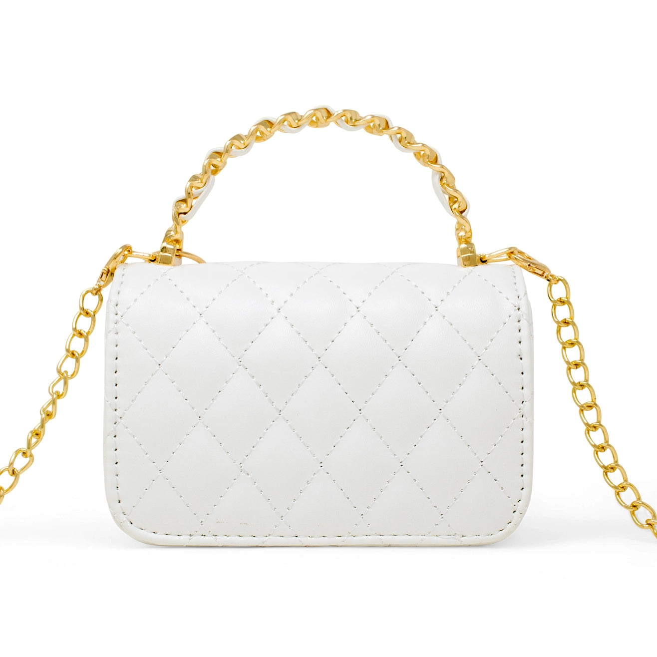 White Classic Link Chain Top Handle Handbag