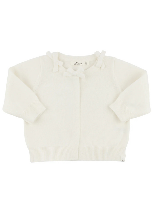 Mini Bow-Neck Knitted Long Sleeve Cardigan