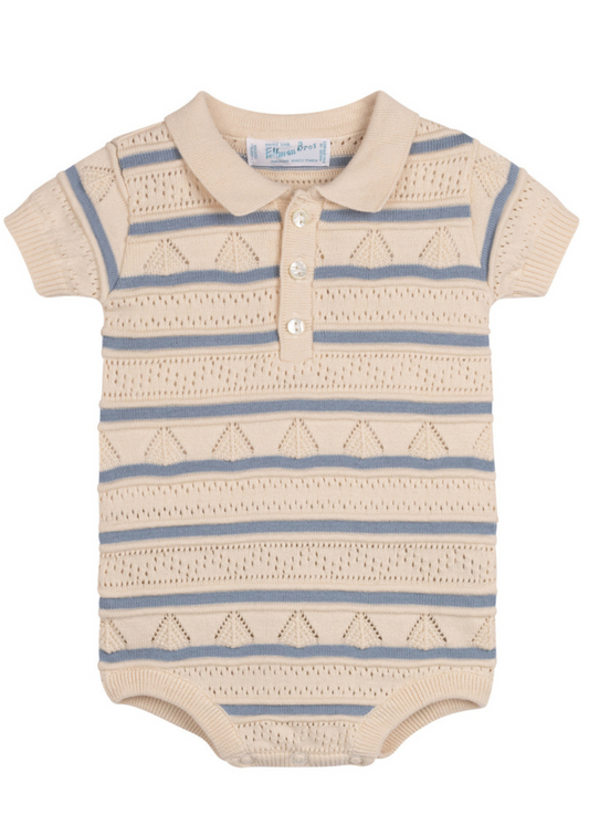 Pointelle Striped Knit Romper