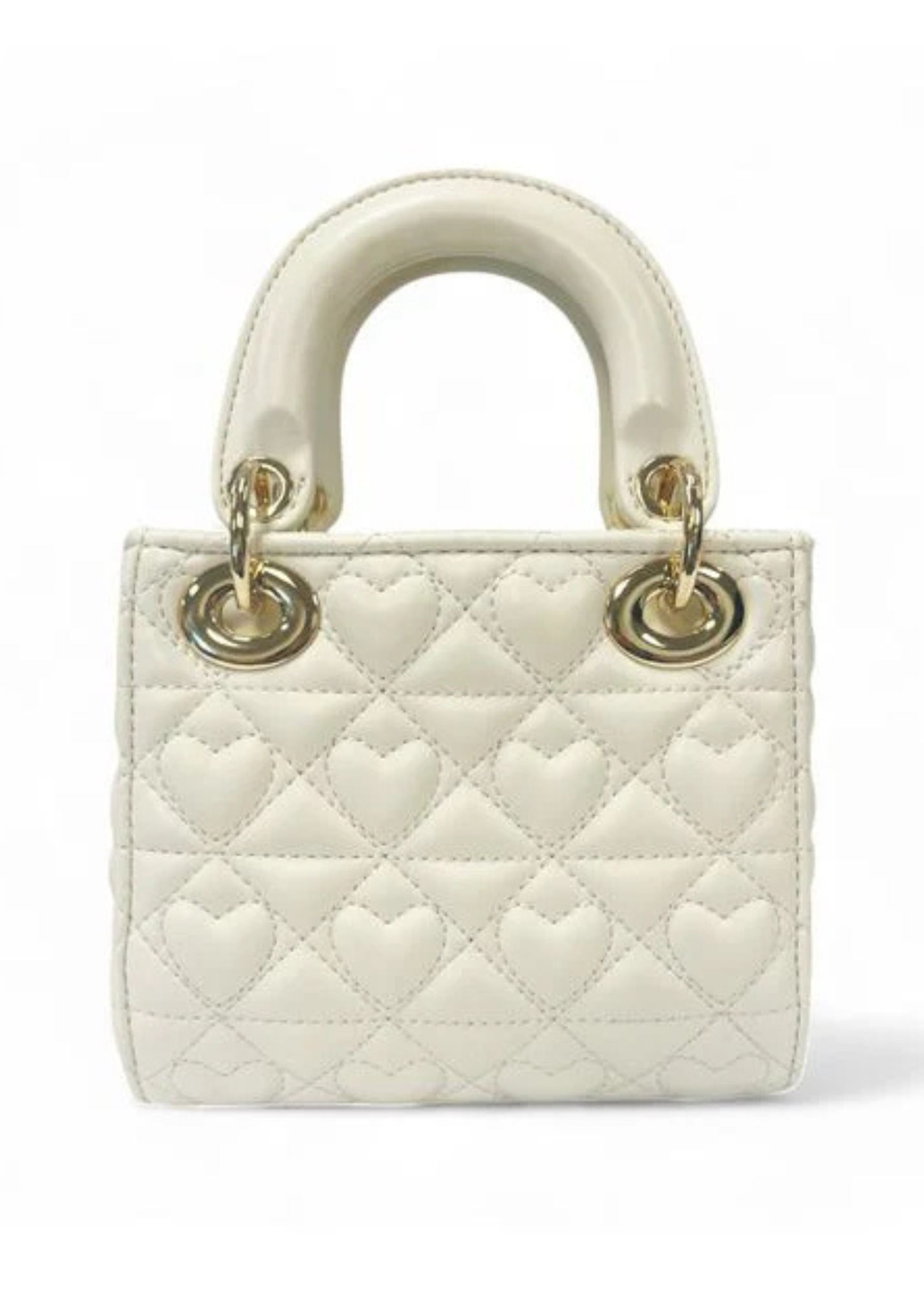 Ivory Heart-Quilted Bag