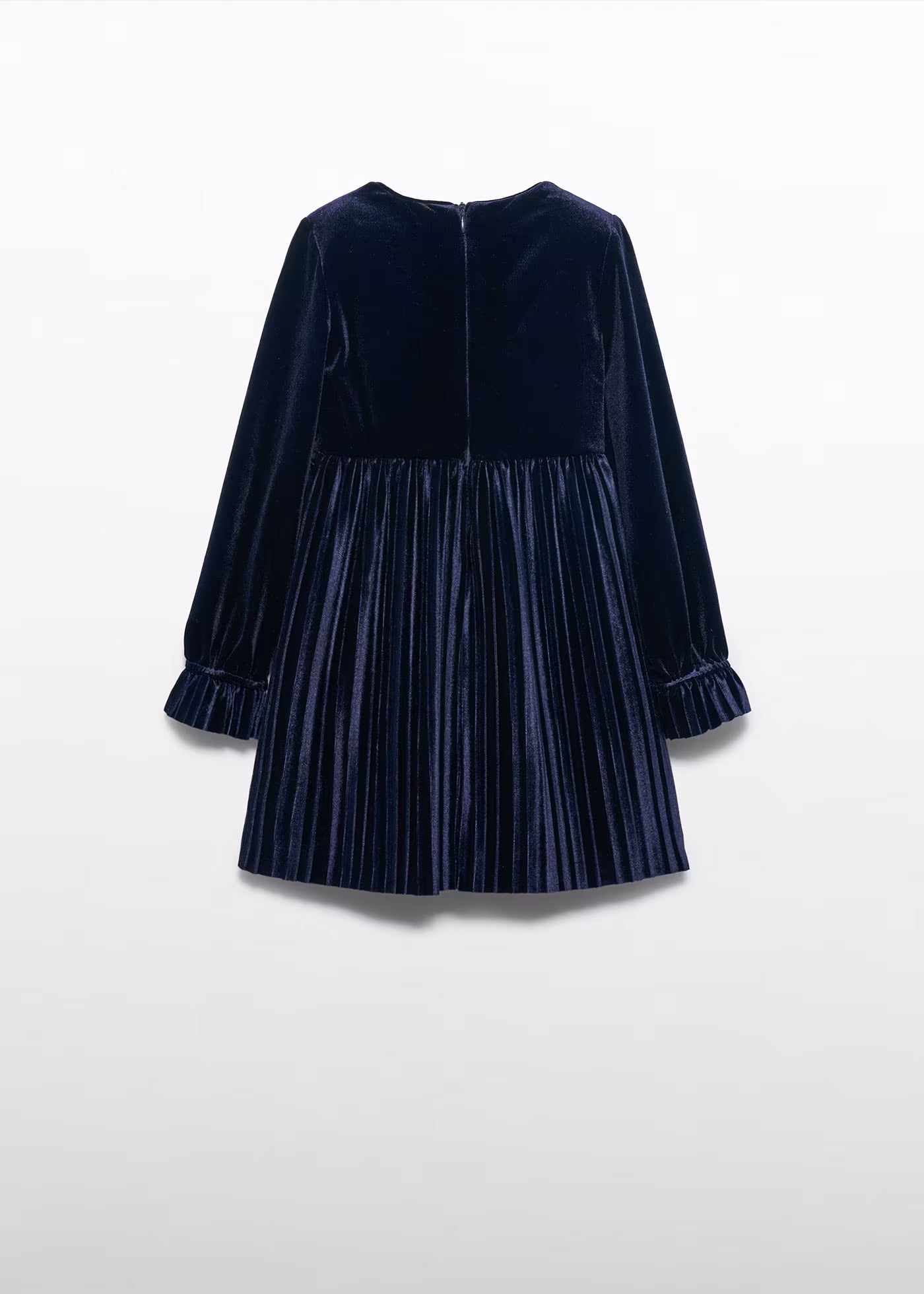 Navy Pleated Velvet Dress