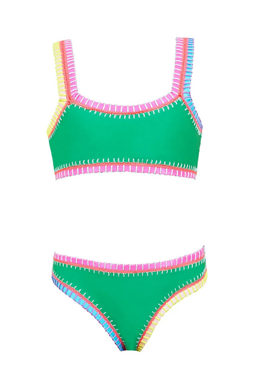 Sporty Rainbow Embroidered Bikini