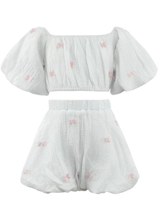 White Hailey Bow Bubble Set