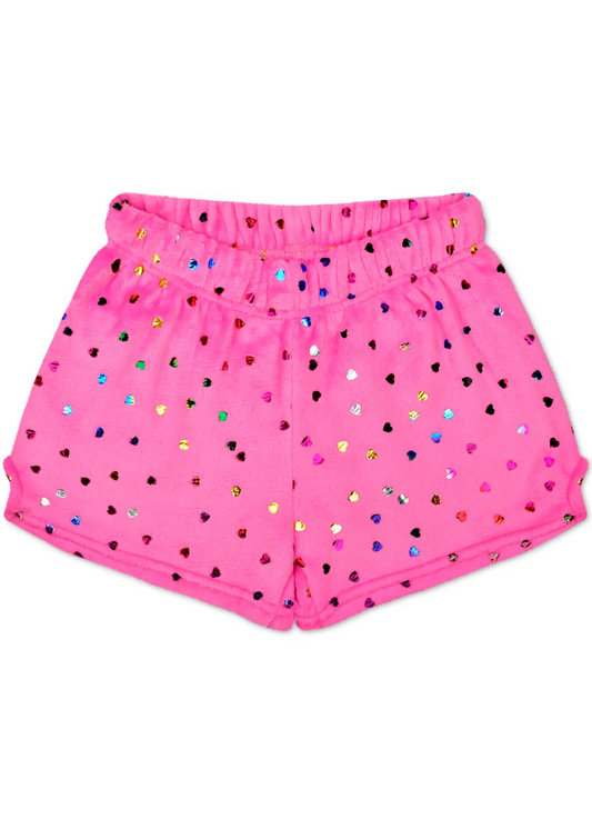 Foil Heart Plush Shorts