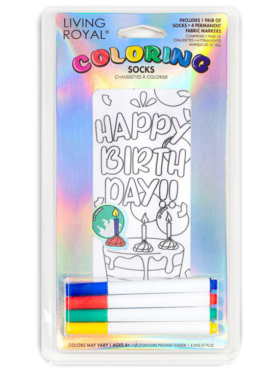 Happy Birthday Coloring Socks