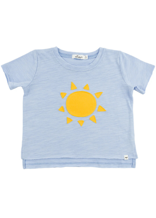 Sun Golden Raw Edge Short Sleeve T-Shirt