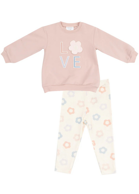Daisy Pop French Terry Oversize Aplique Sweatshirt and Legging Set