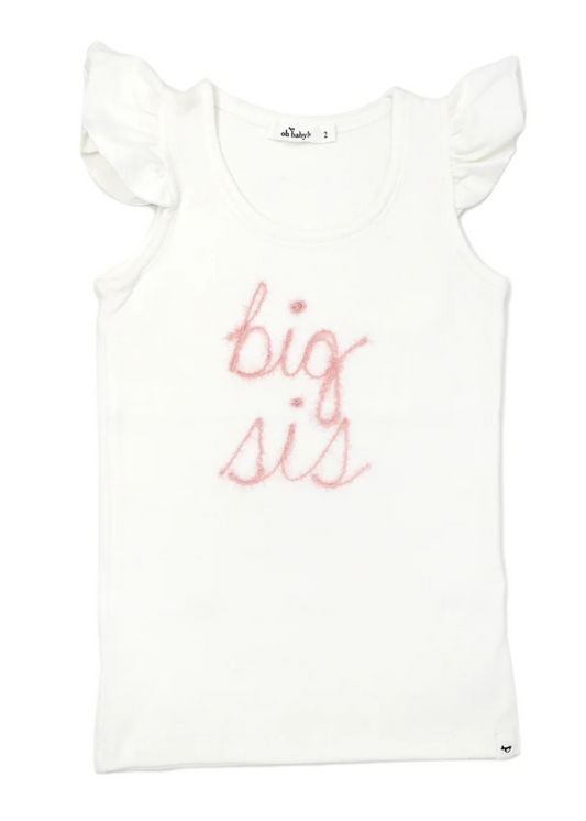 "Big Sis" Pink Eyelash Flutter Sleeve Tank