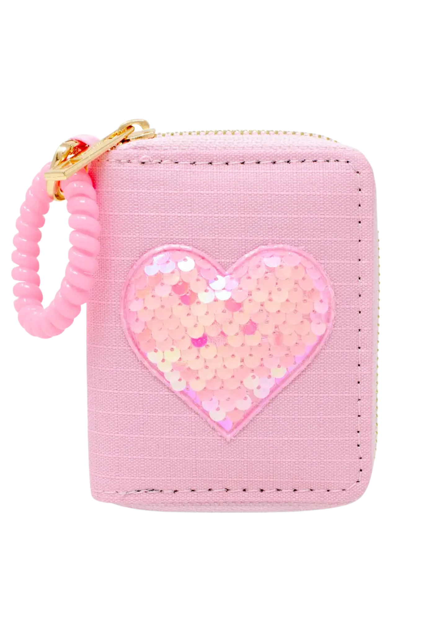 Sequin Heart Spiral Strap Wallet For Kids
