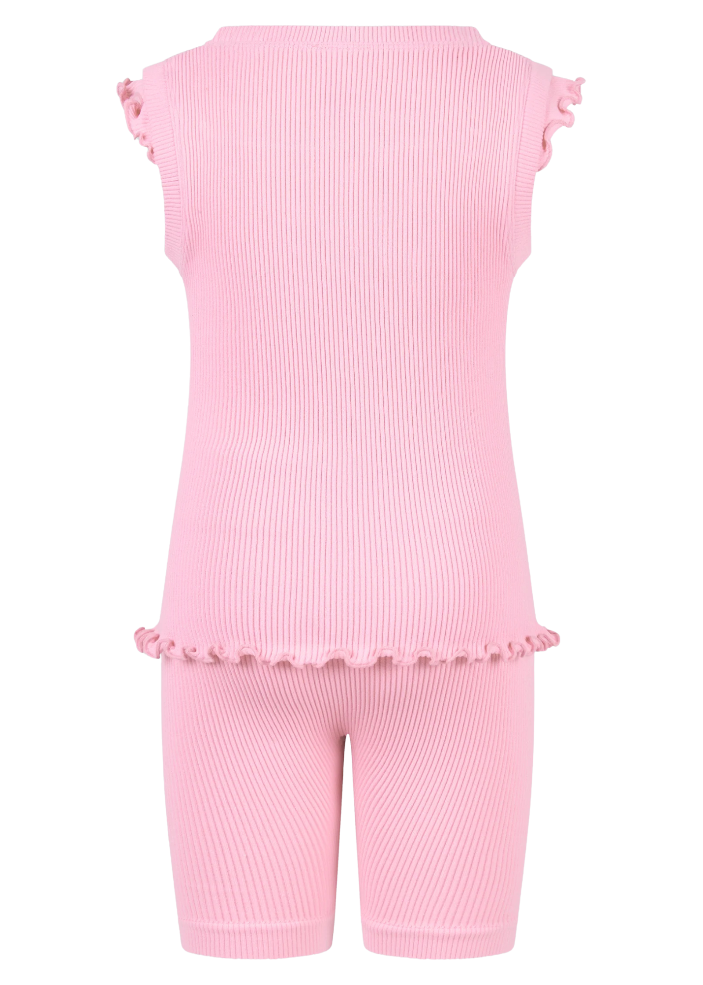 4-6X 3PC Ruffle Tank + Biker Short + Scrunchie Set