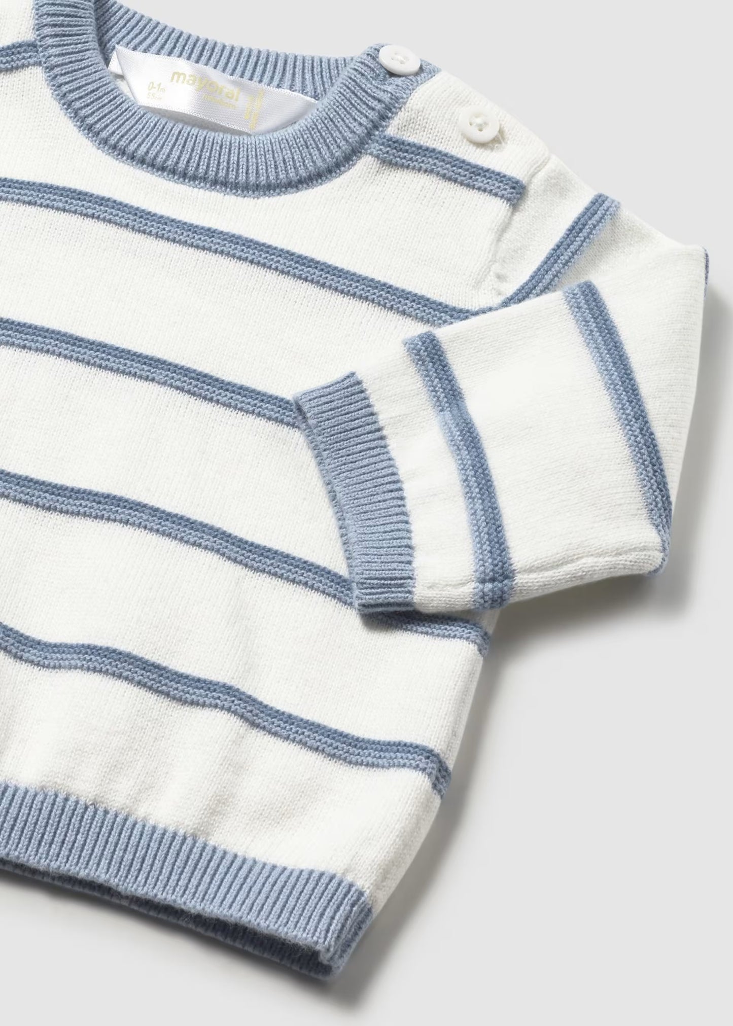 Pastel Blue Striped Knit Sweater