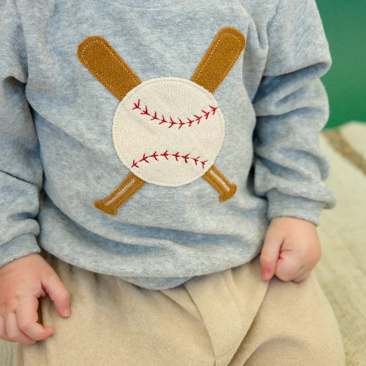 Cotton Terry Boxy Sweatshirt - Vintage Baseball