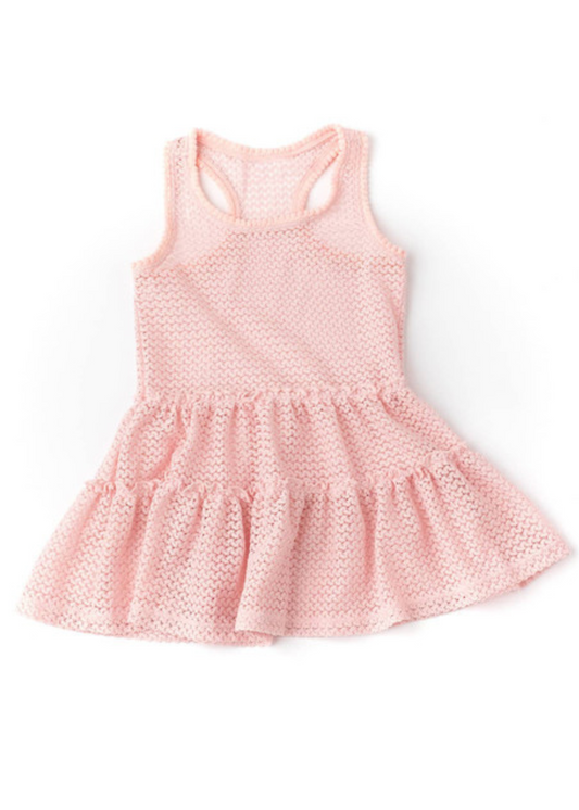 Pink Crochet Tank Dress Cover Up