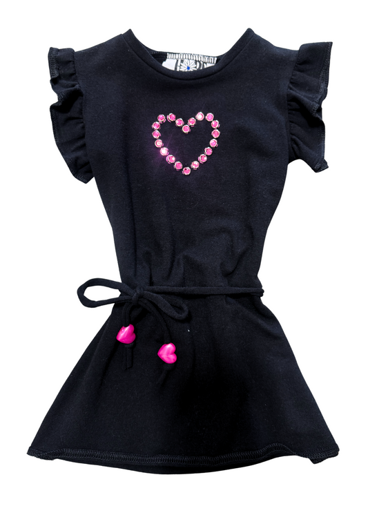 Belted Short Sleeve Heart Stone Dress