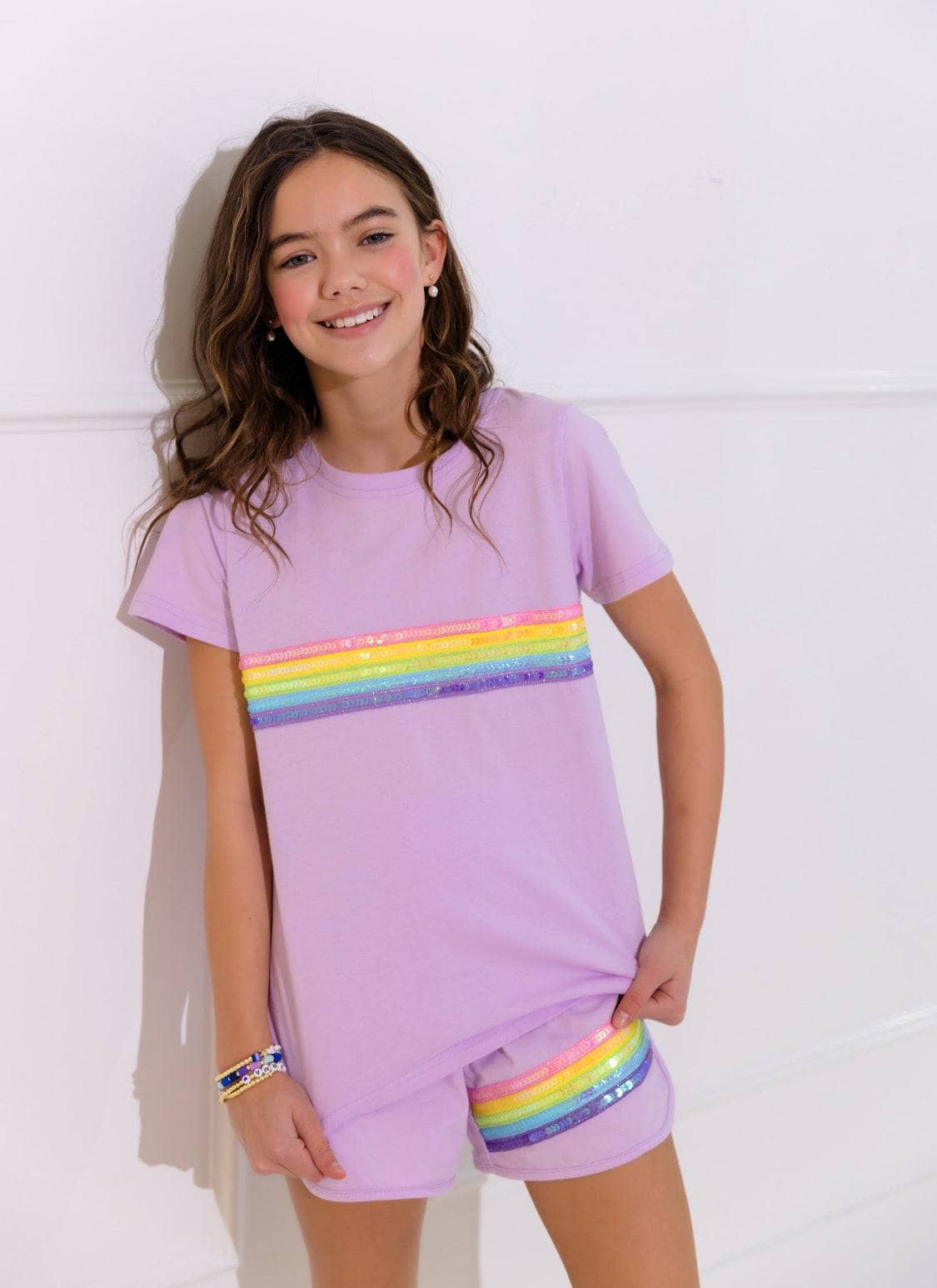 Rainbow Sequin Short Set