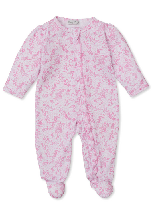 Old English Roses Pink Zip Footie