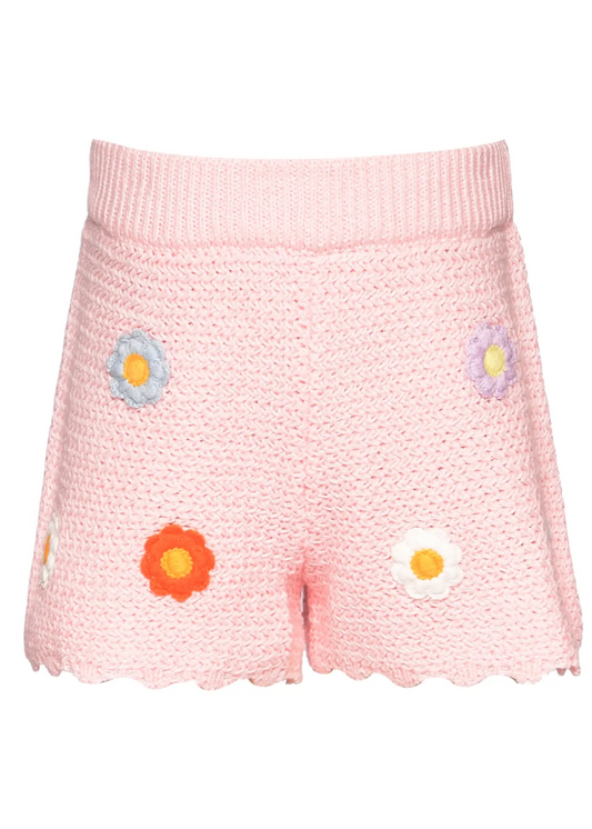Crochet Short with Flower Trim