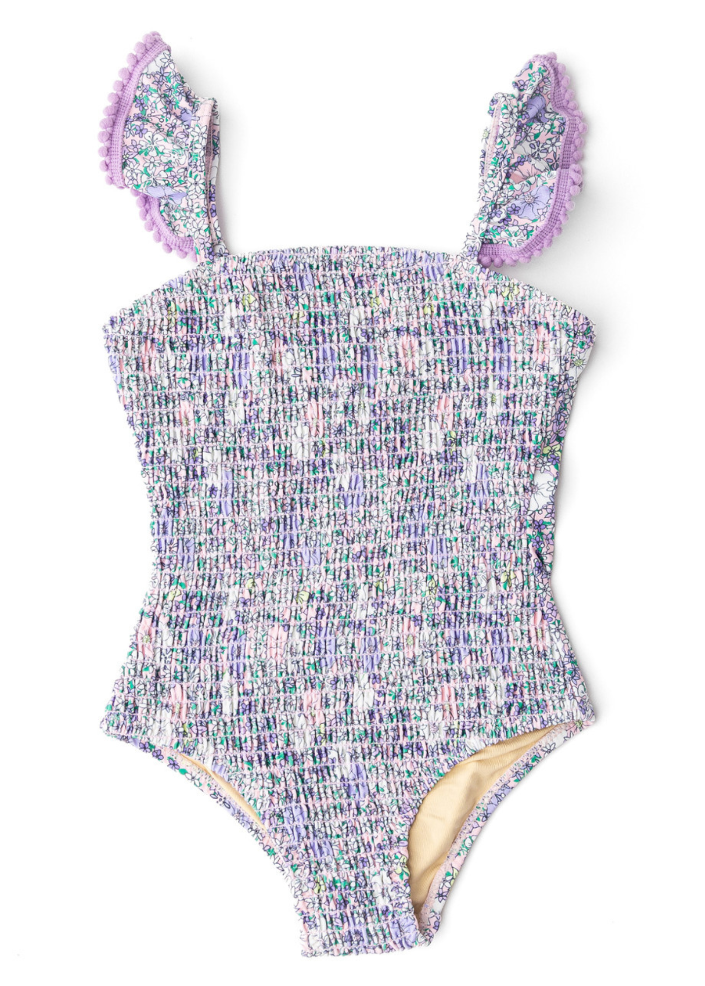 Flower Power Purple Smocked One Piece Swimsuit