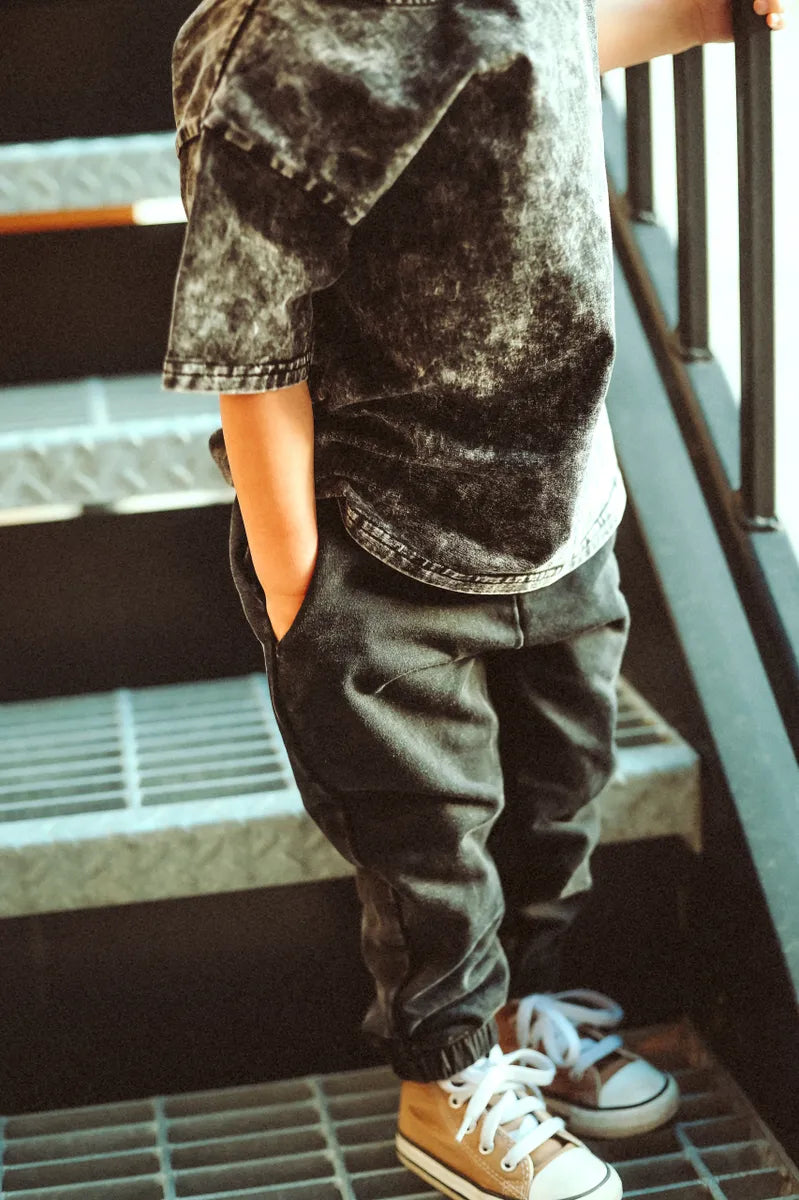 Black Acid Wash Jogger