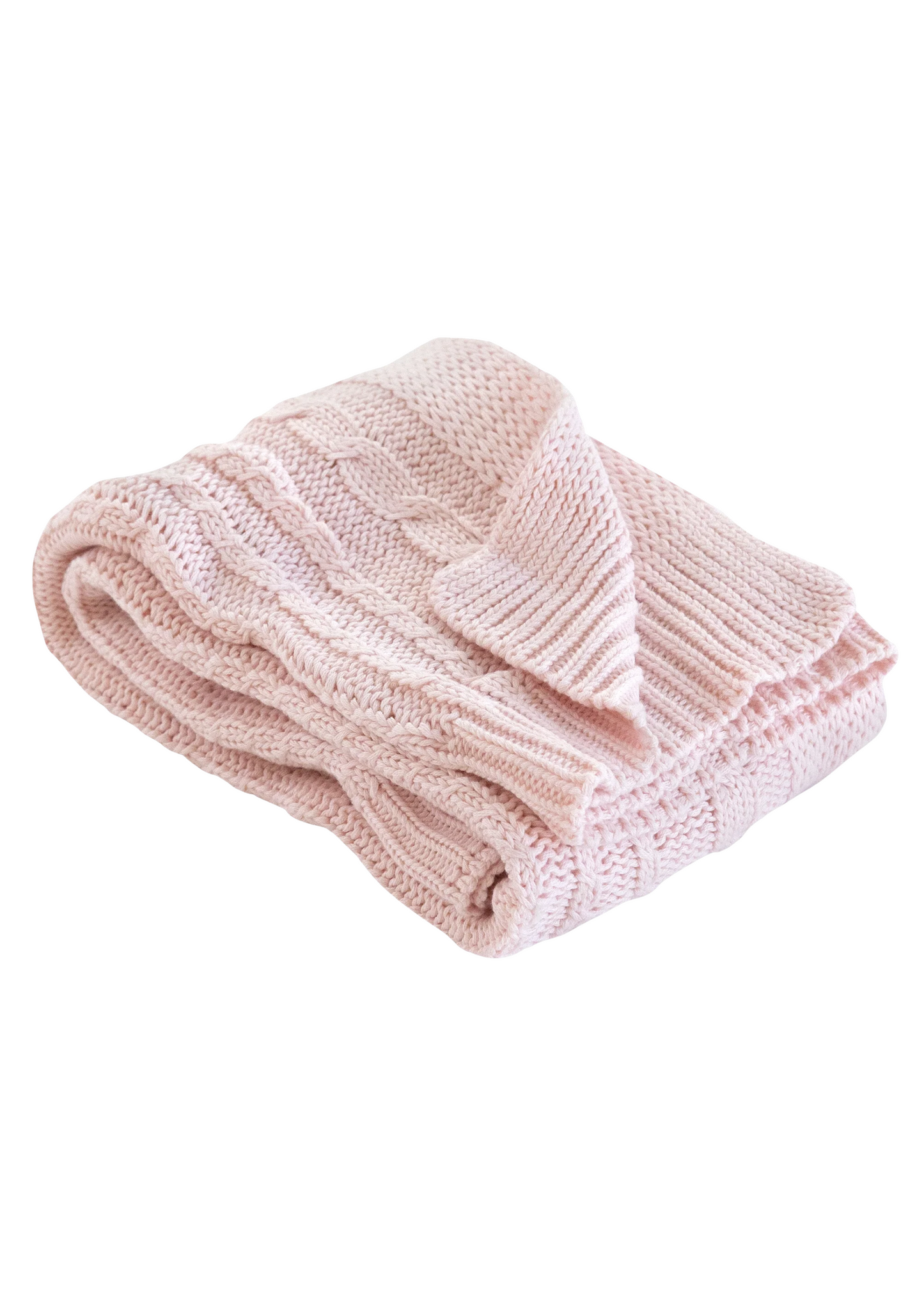 Organic Cotton Cable Knit Baby Blanket- Blossom