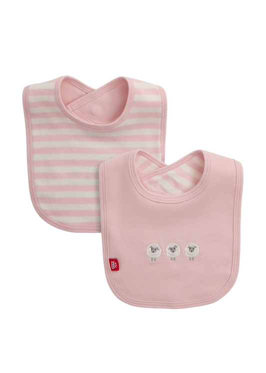 Pink Stripe Organic Bib- 2 Pack