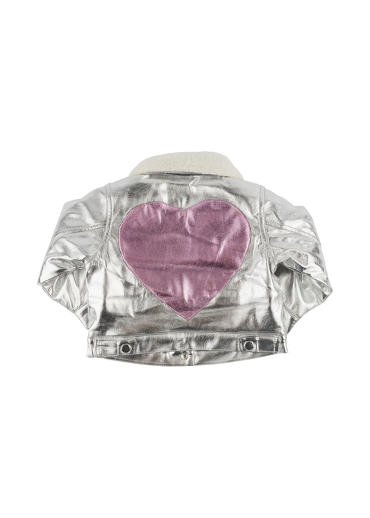 Big Heart Metallic Biker Jacket