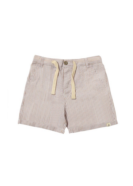 Brown/White Stripe Seersucker Shorts