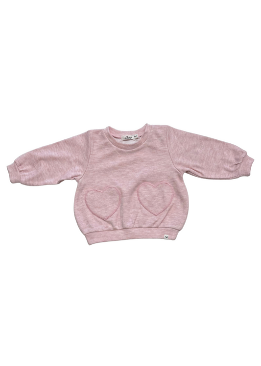 Honeycomb Heart Patch Pocket Sweatshirt