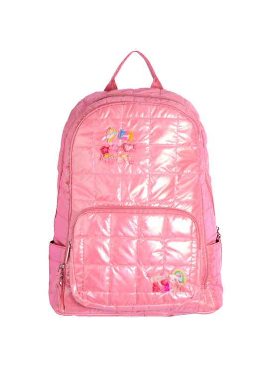 Quilted Charm Backpack in Fuschia