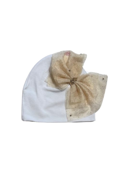 Cream Tulle Bow Hat