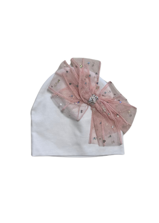 Light Pink Tulle Bow Hat