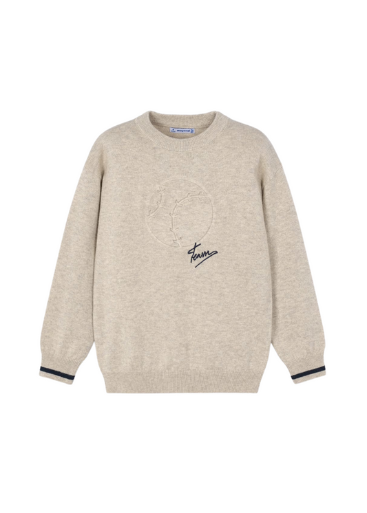 Embossed Baseball "Team" Sweater