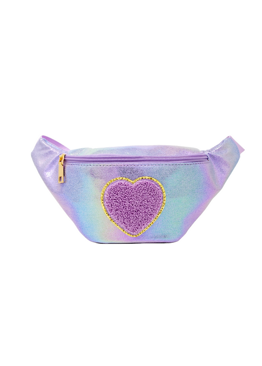 Purple Shiny Heart Patch Sling Bag