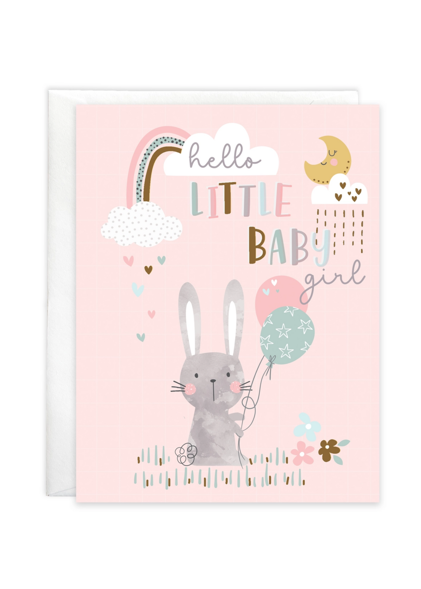 Baby Greeting Card - Bunny & Balloons