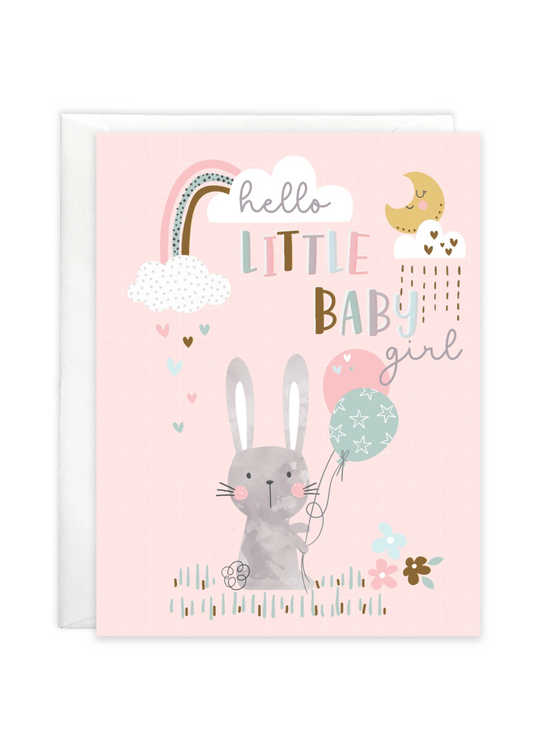 Baby Greeting Card - Bunny & Balloons