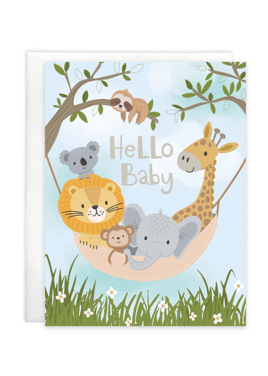 Baby Greeting Card- Animal Hammock
